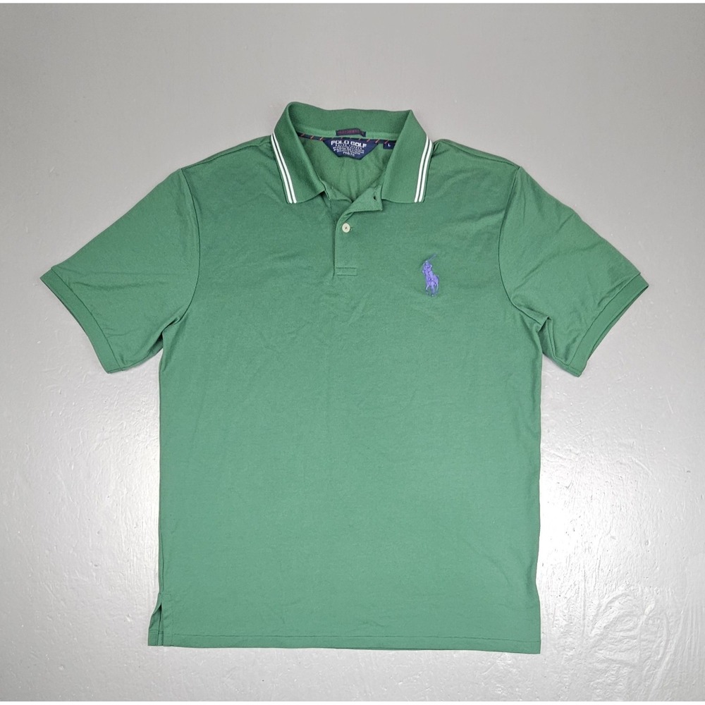 Polo Golf Ralph Lauren Polo Shirt Mens Large‎ Green Performance Purple Pony